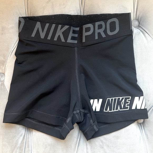 Nike Pants - Nike Pro- Black Spandex W/ White Logo Design SIZE XS